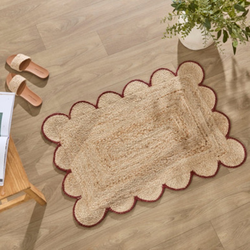 Aria Scalloped Brown Jute Indoor Mat [HABLARISU24C]