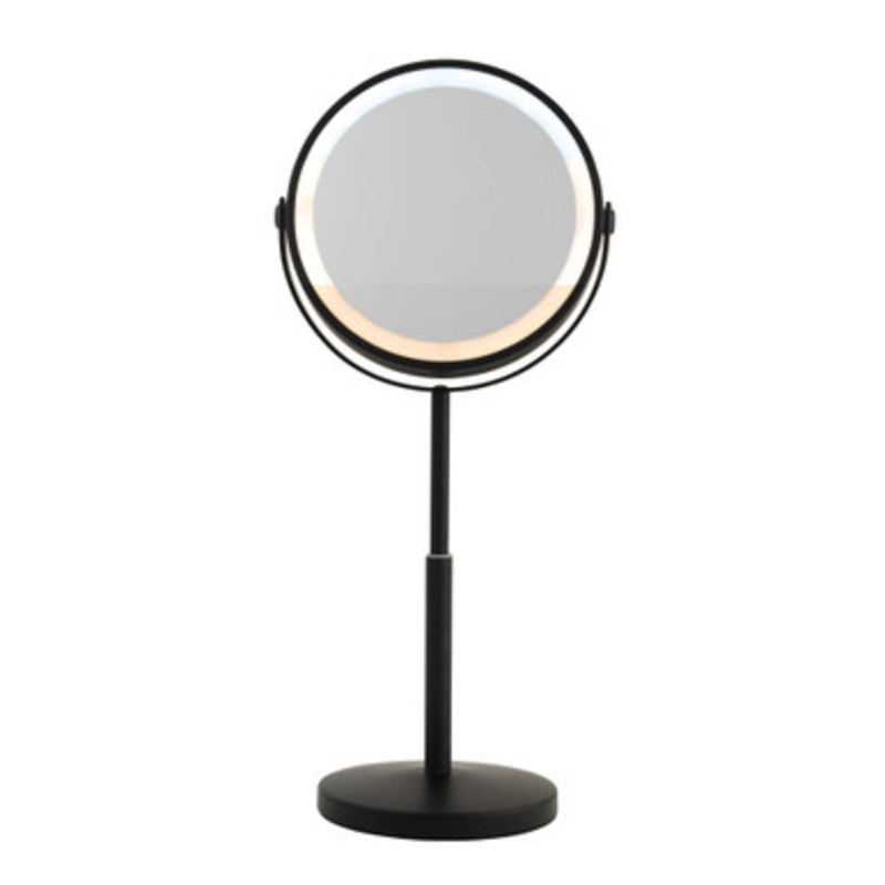 Rechargeable 7 Double Sided Makeup Mirror With Lights – Black