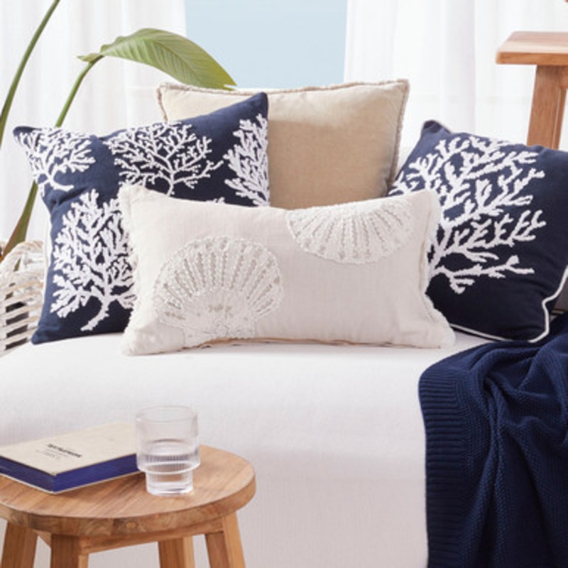 Shell Embroidered Oblong Cushion [MUSLSHEEC23]