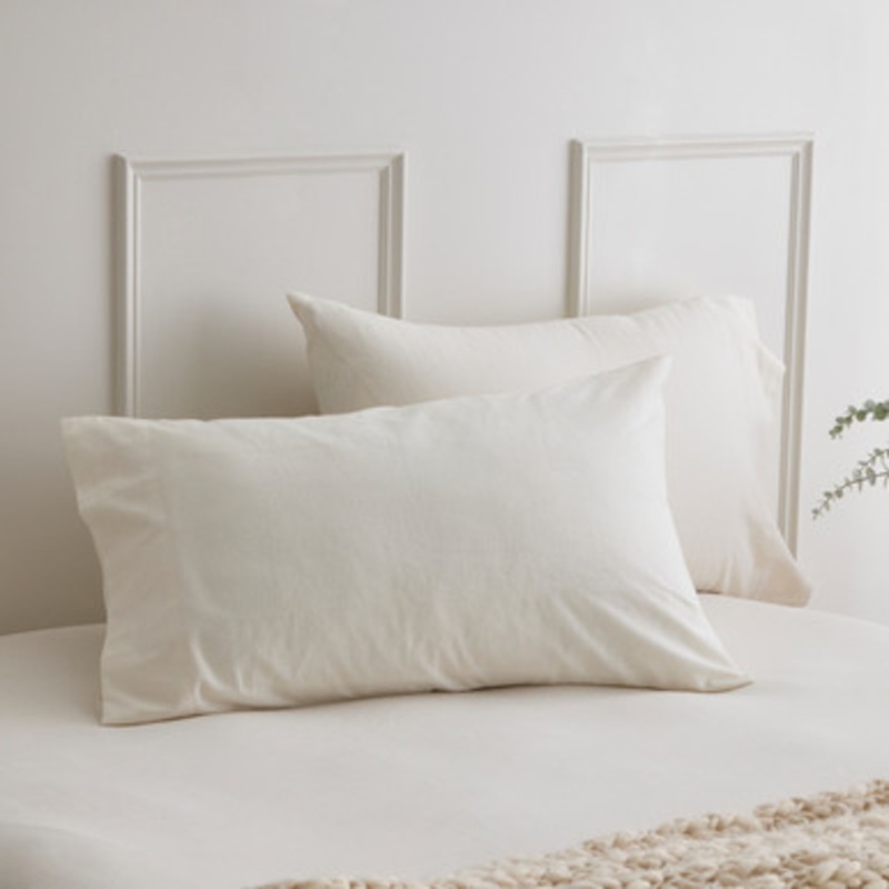 Vanilla Cotton Flannelette Pillowcase Pair [ESSBCFPPAW25B]
