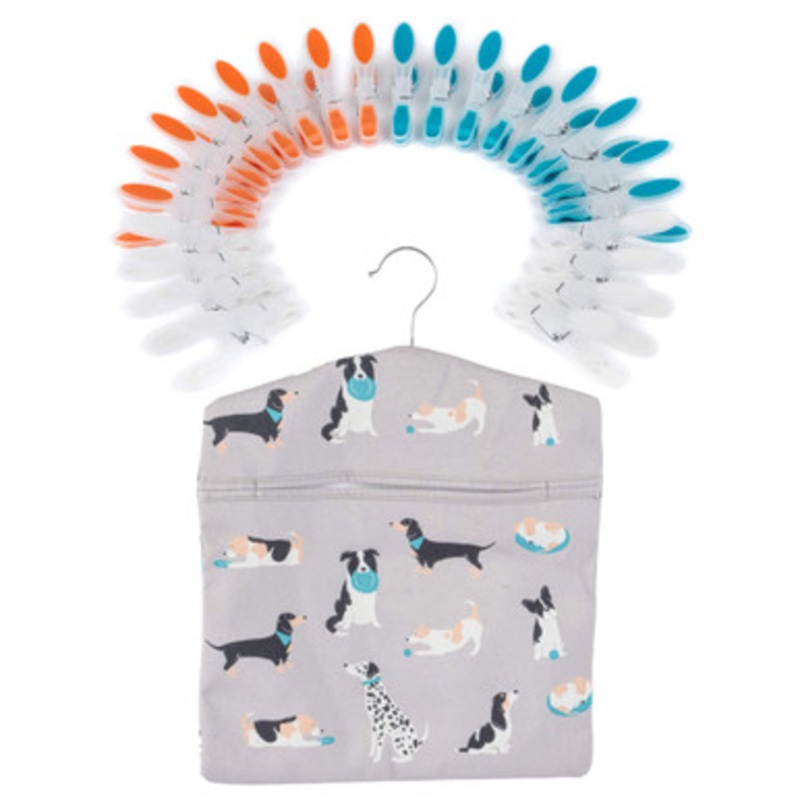 Dog Print Peg Bag & 24 Pegs