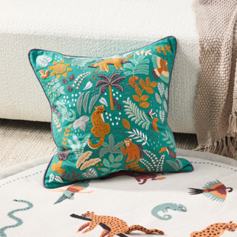 Into the Jungle Embroidered Cushion [KIDSLJUNGL24]