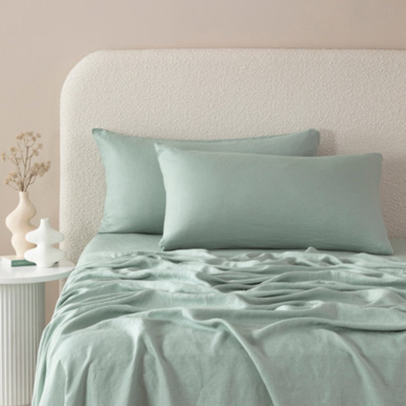 Washed Linen Sage King Pillowcase Pair [MUSBLINEN20_KPCH]