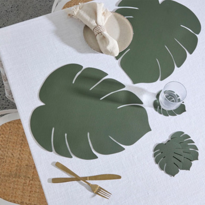 Monstera Leaf Green Table Setting Range [ESSLMONCOS24B]