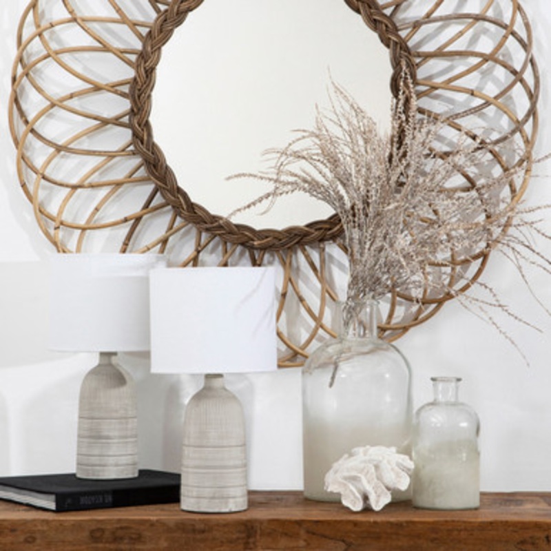 Mykonos 36cm Grey/Natural Table Lamp Set of 2 [MUSLMYKTL18B]