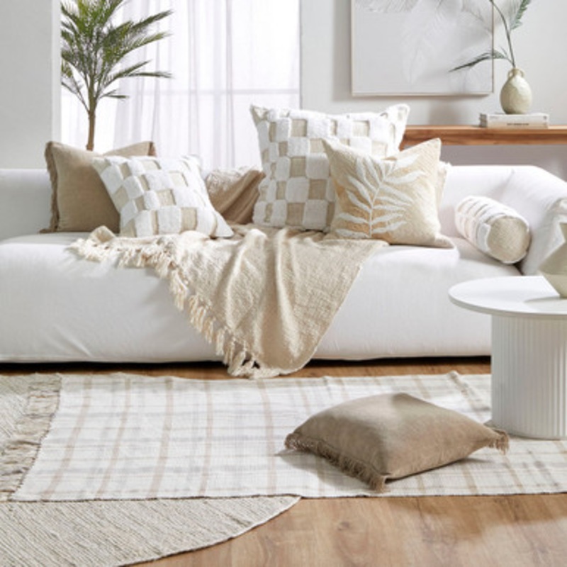 Remi Check Natural Floor Rug [HABLREMFR24A]