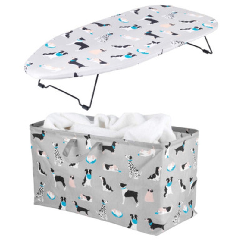 Tabletop Ironing Board & Laundry Tote Set – Dog Print