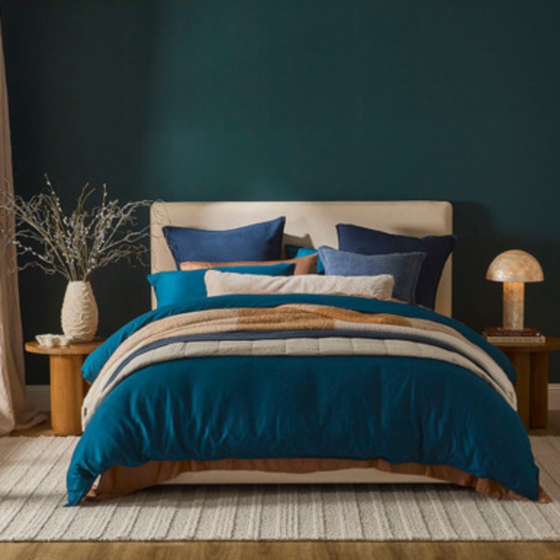 Washed Linen Look Petrol Blue Quilt Cover Set [ESSBWLL19AN]