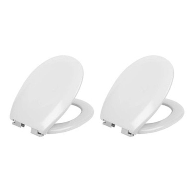 Antibac Duroplastic Soft Close Toilet Seat, White – 2 Pack