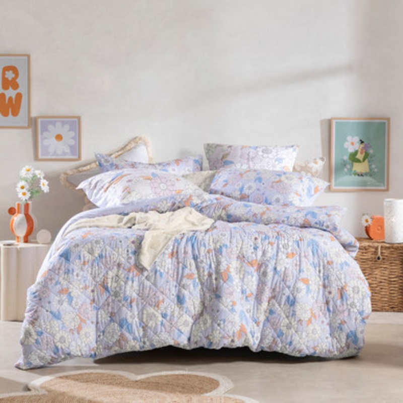Bronte Floral Quilted Quilt Cover Set [KIDBBROQC23]