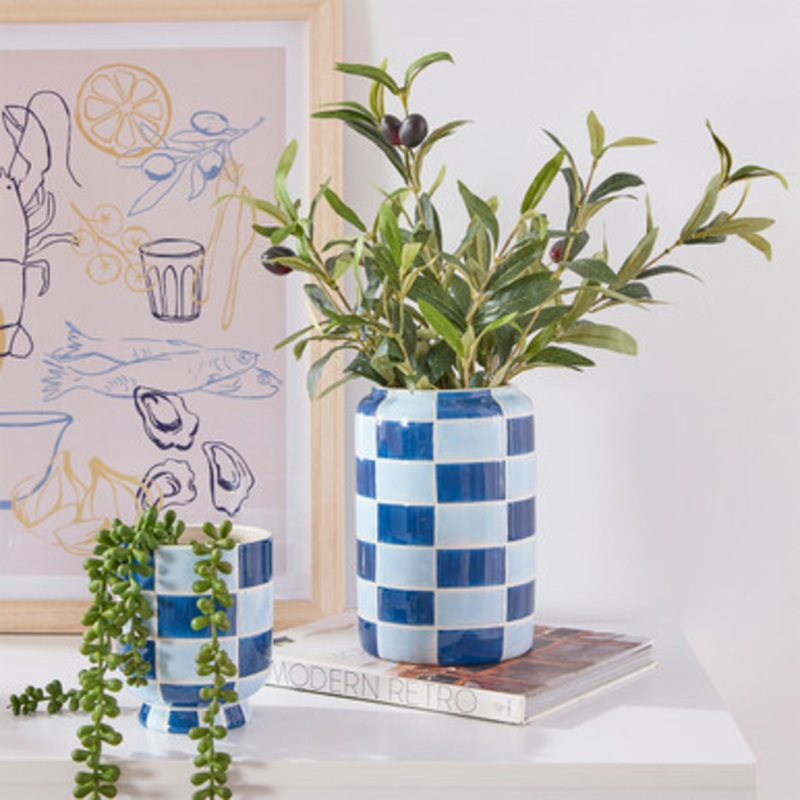 Charlie Blue Check Vase [MUSCHAVW24DIS]