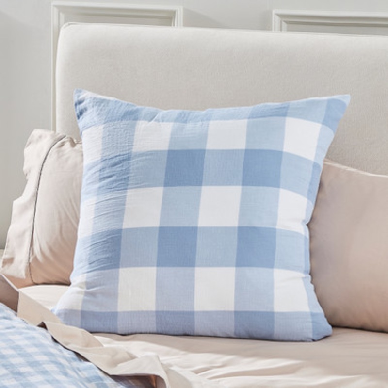 Della Blue Check European Pillowcase [HABBDELLEU24D]