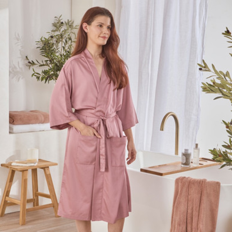 Freja Rose Pink Bamboo Cotton Kimono [HABBFRESS24A]