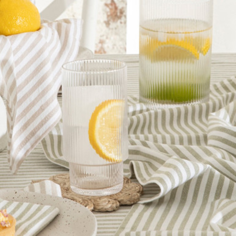Mila Ribbed Clear Highball Glasses Set of 4 [MUSLMILAGL21B]