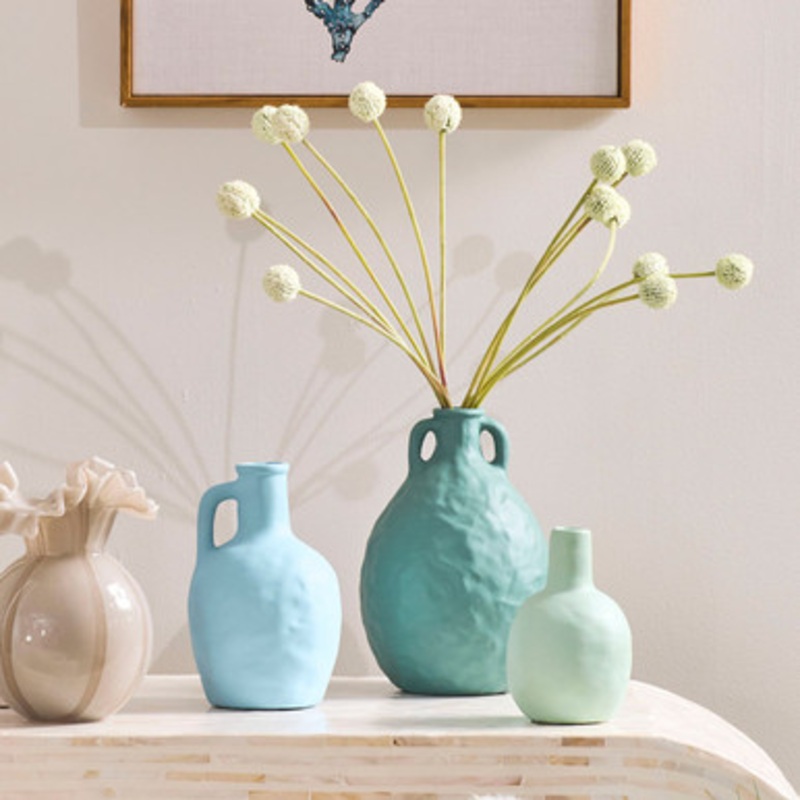 Sasha Blue Teal Decorative Vase [HABLSASHAW22D]