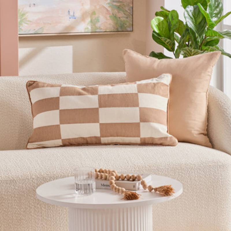 Corsica Check Reversible Natural Oblong Cushion [MUSSCORSIC24_OBL]