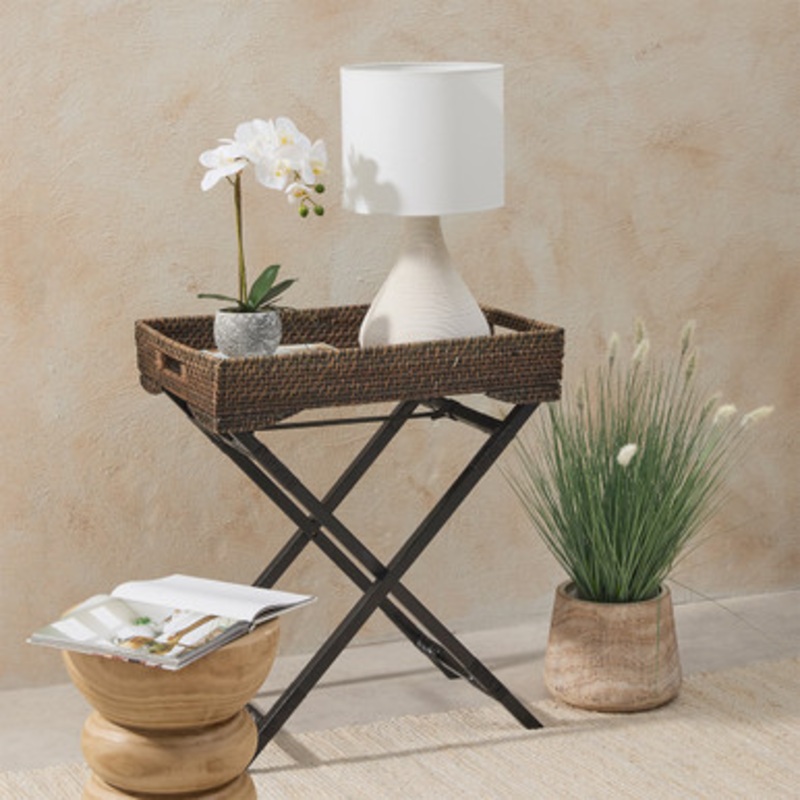 Ellis Black Wash Rattan Butlers Tray [HABLELLBT24B]