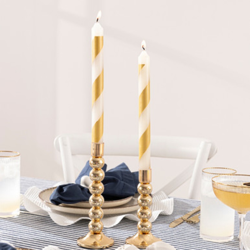 Lily Stripe Taper Candle 2pk [HABBLSCASS24]