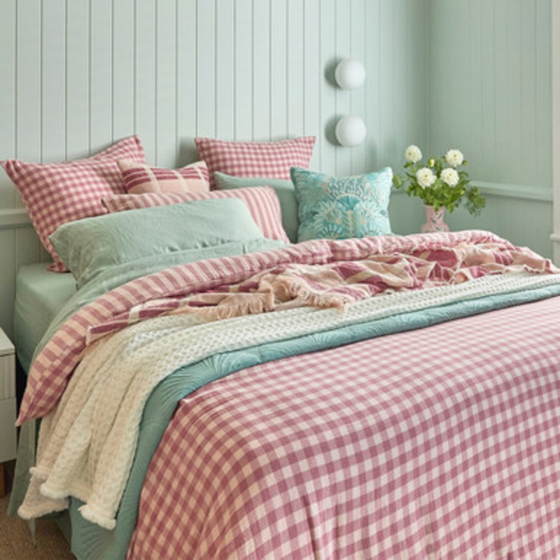 Maisie Pink Check Quilt Cover Set [HABBMCQC25A]