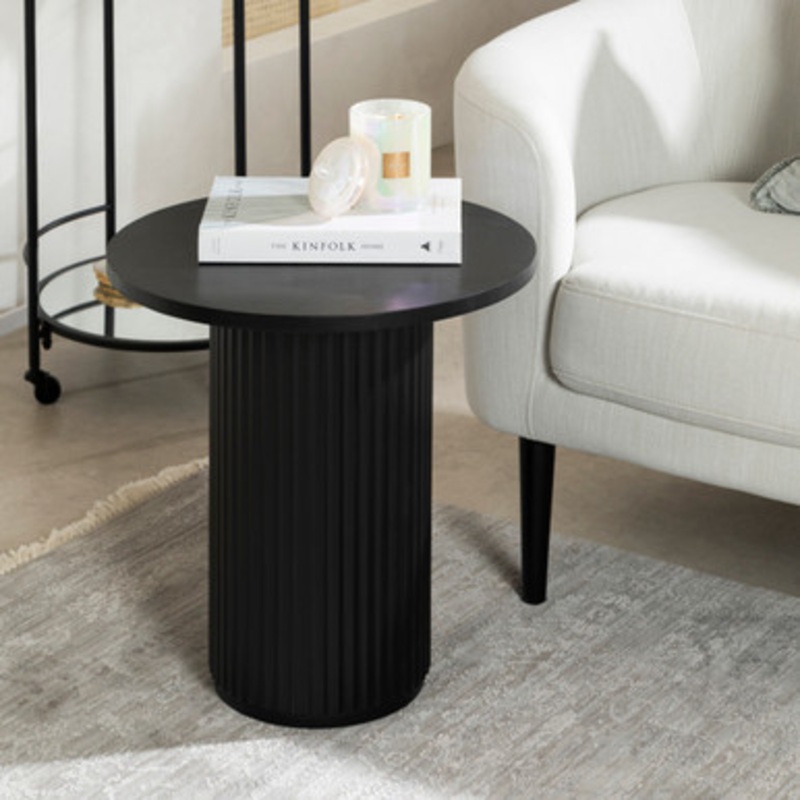 Tully Black Fluted Side Table [HABLTULLY22B]
