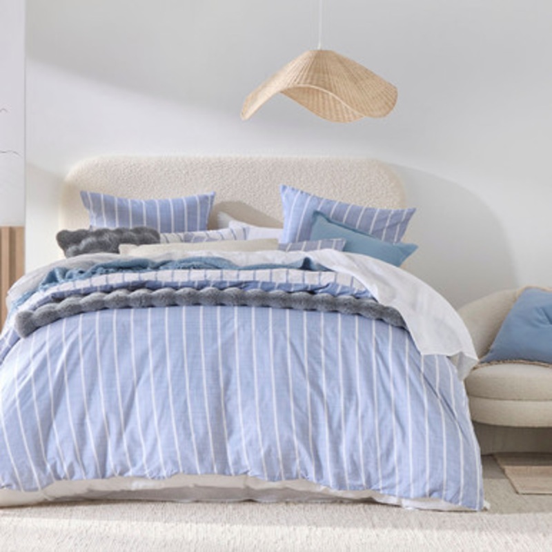 Adria Blue Reversible Stripe Quilt Cover Set [HABBADREQC23B]