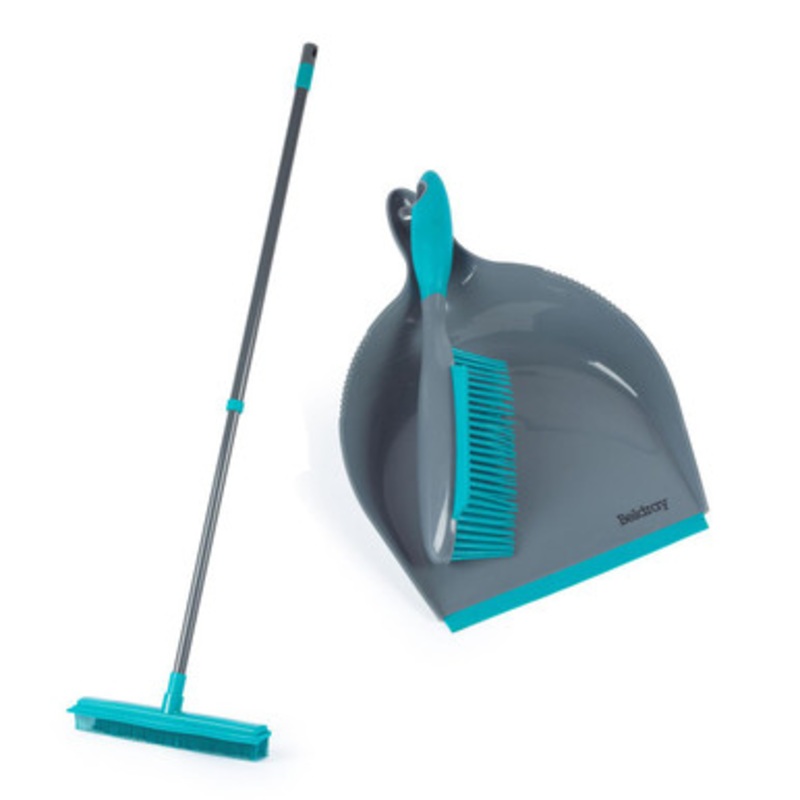 Antibac Pet Plus+ Dustpan & Brush with Rubber Broom