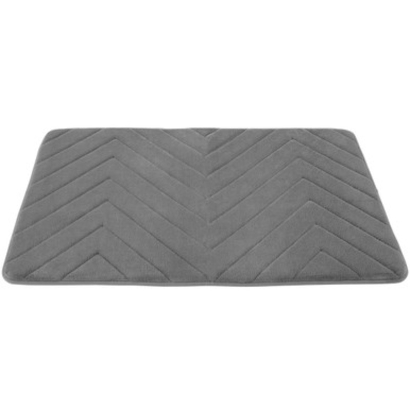 Chevron Embroidered Memory Foam Bath/Shower Mat, 50 x 80 cm, Charcoal Grey