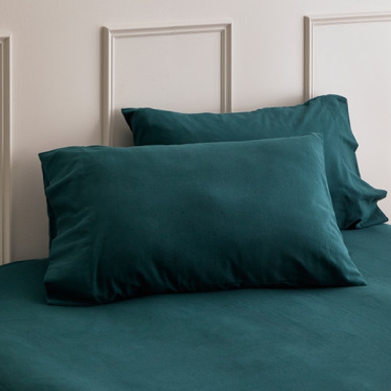 Dark Green Cotton Flannelette Pillowcase Pair [ESSBCFPPAW25C]