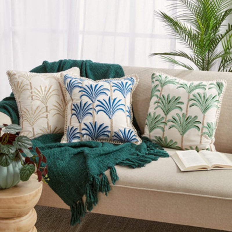 Sanur Palm Embroidered Cushion [MUSLSANEC23]