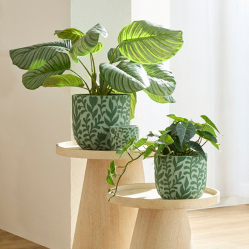 Vine Green Cement Decorative Pot [HABHVINPW24A]