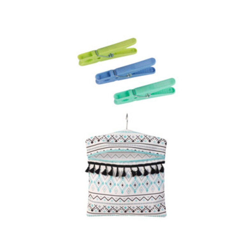 Aztec Print Peg Bag & 100 Pegs