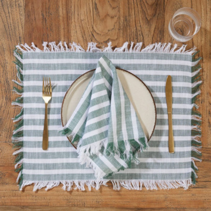 Liv Stripe Cotton Fringed Placemat 2 Pack [ESSLLSTLSS23PL]