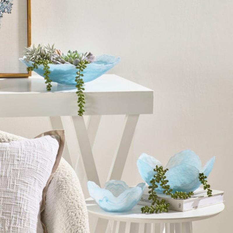 Sereia Light Blue Glass Decorative Bowl [MUSHSERGBS24A]