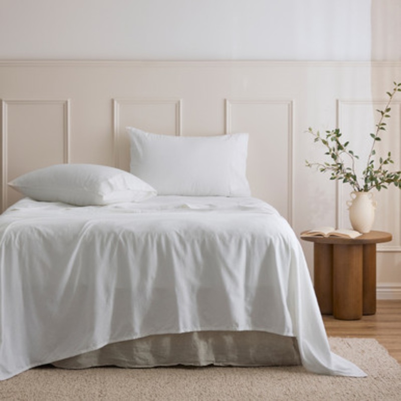 White Cotton Flannelette Sheet Set [ESSBPLFLAN25B]