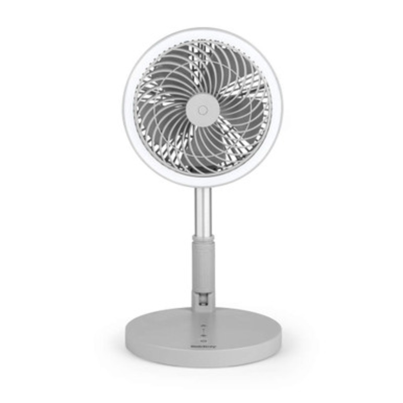 3-in-1 LED Cordless Foldable Fan, Grey – 2 Pack