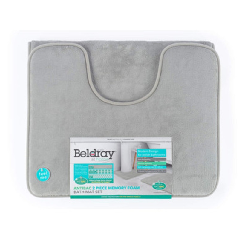 Antibac Bath Mat Set  Grey