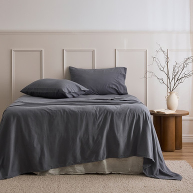 Charcoal Cotton Flannelette Sheet Set [ESSBPLFLAN25C]