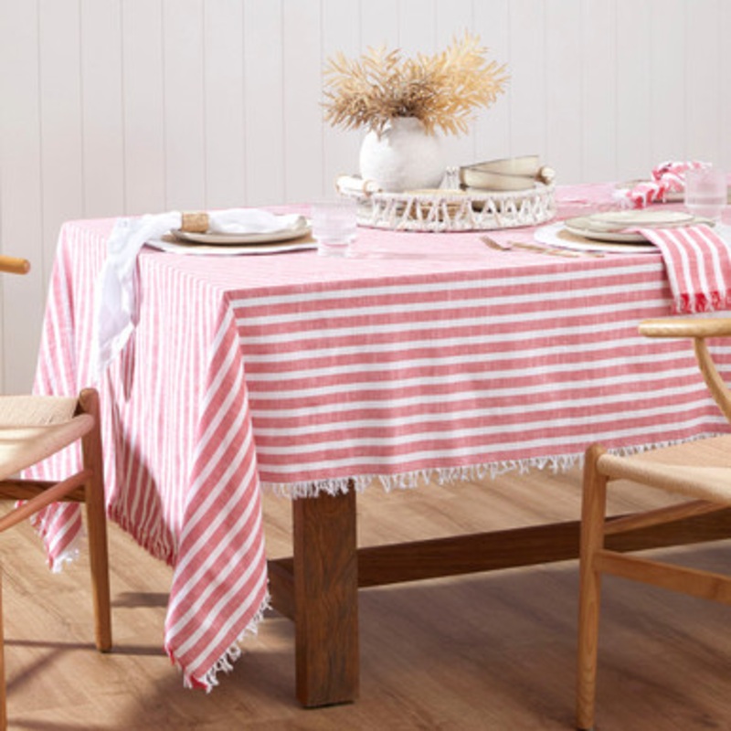 Liv Stripe Red Cotton Table Linen Range [ESSLLSTLSS23B]