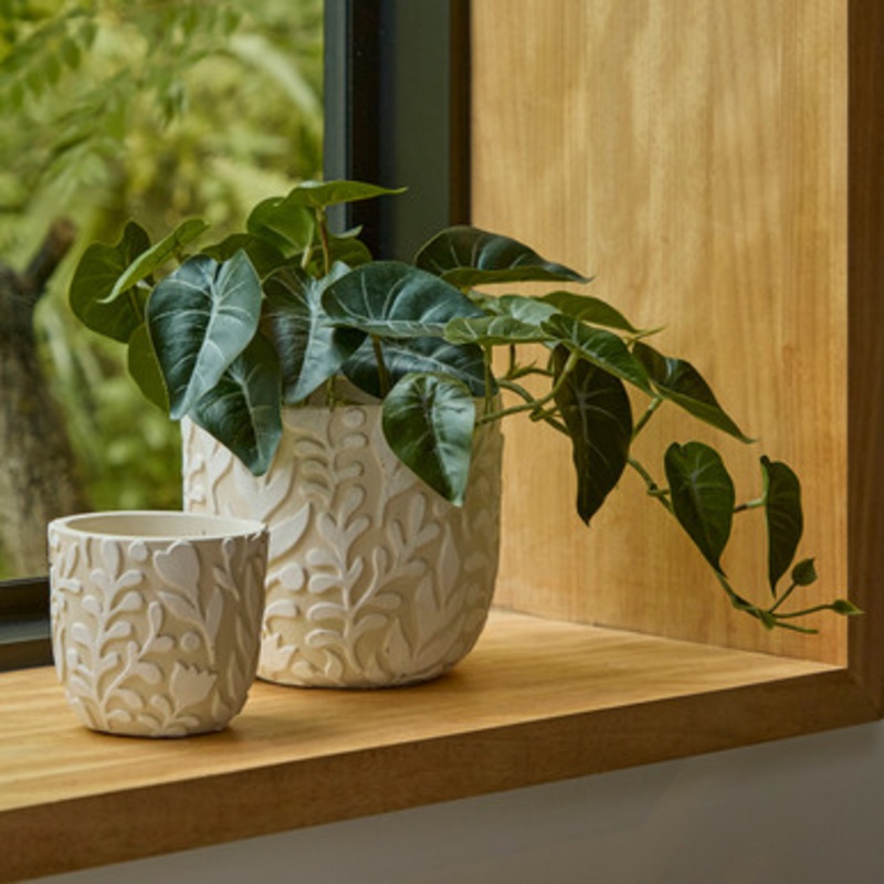 Vine Natural Cement Decorative Pot [HABHVINPW24B]
