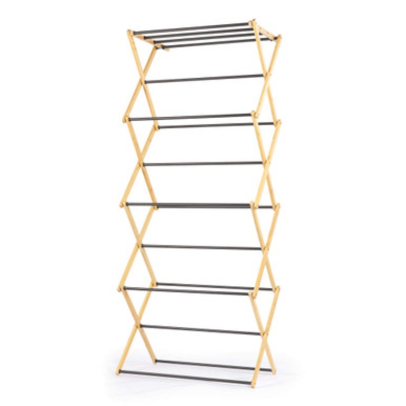 4 Tier Folding Clothes Airer  Bamboo, 15kg