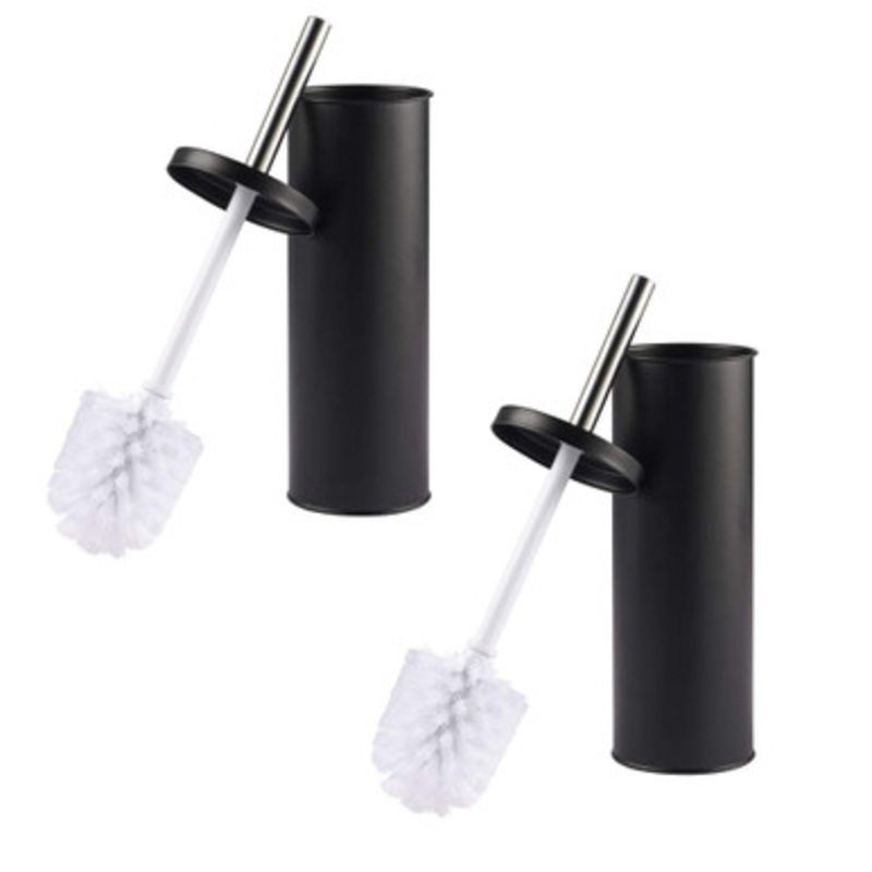 Black Toilet Brush & Holder – 2 Pack