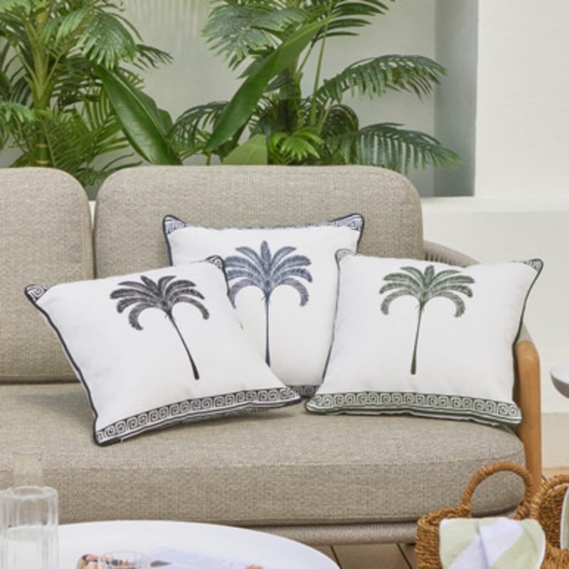 Halcyon Palm with Border Square Outdoor Cushion [SUNLHALYCO24_SQ]