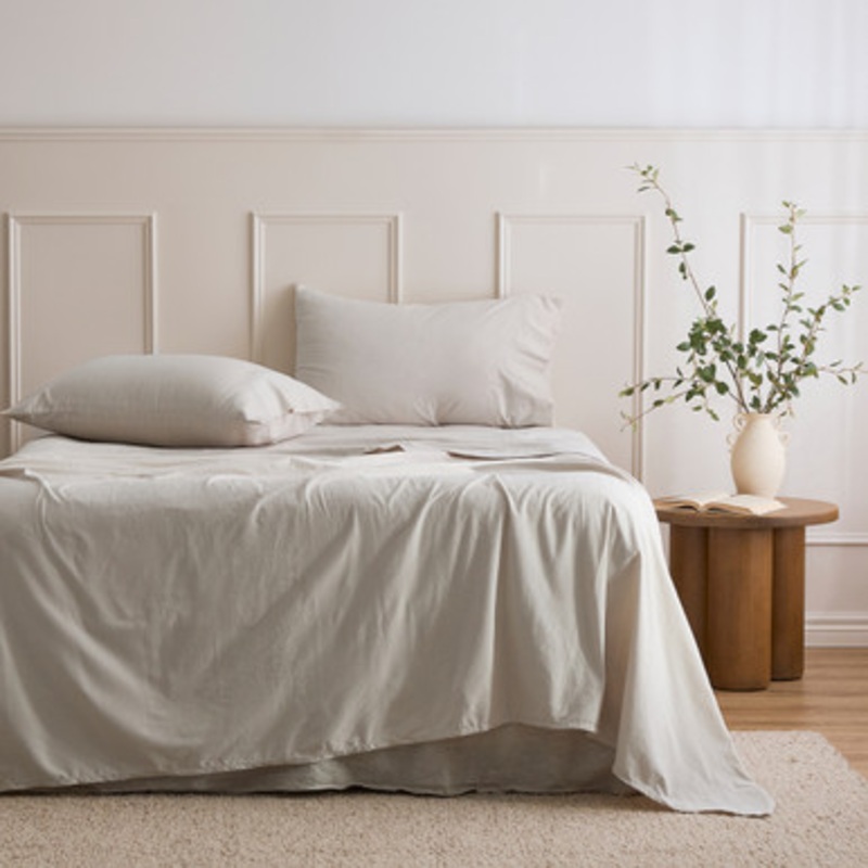 Natural Cotton Flannelette Sheet Set [ESSBPLFLAN25A]