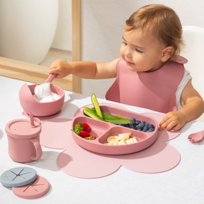 Nino Raspberry Pink Silicone Dinner Set [KIDLNSDSAW23B]