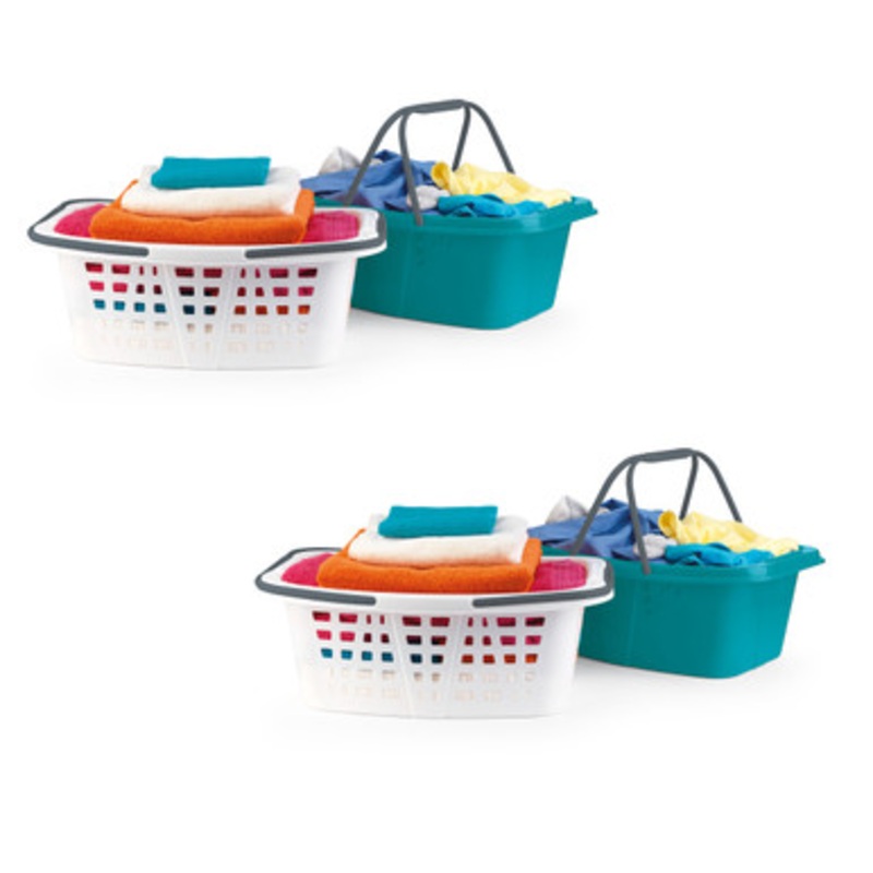 Plastic Laundry Baskets with Handles – 4 Pack