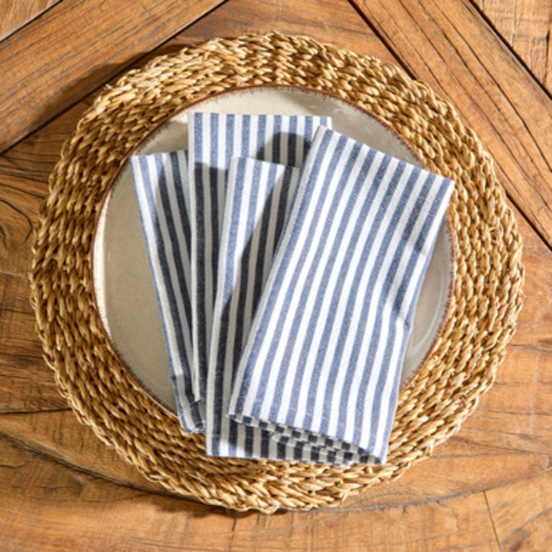 Catania Stripe Navy Cotton Napkin 4 Pack [HABLCATN4S25A]