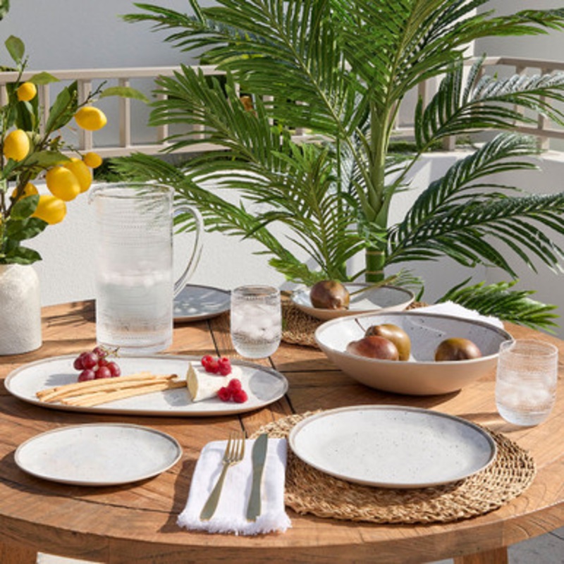 Dapple White Bamboo Melamine Outdoor Dinnerware [HABLDAPSPW24A]