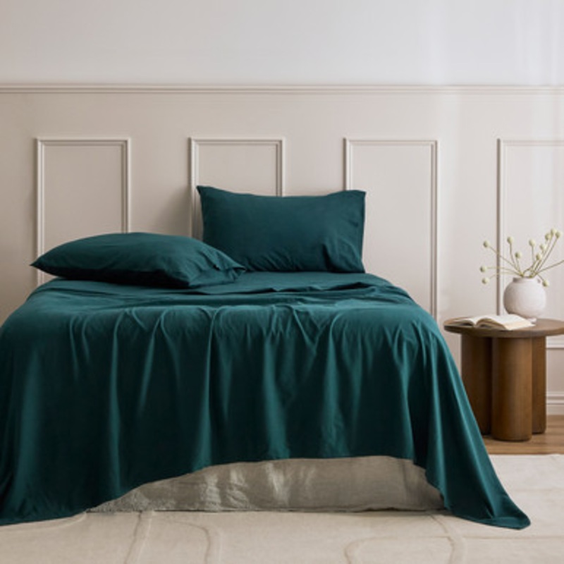 Dark Green Cotton Flannelette Sheet Set [ESSBPLFLAN25H]