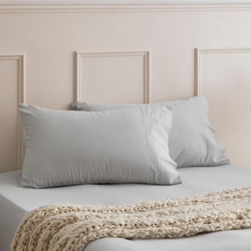 Light Grey Cotton Flannelette Pillowcase Pair [ESSBCFPPAW25A]