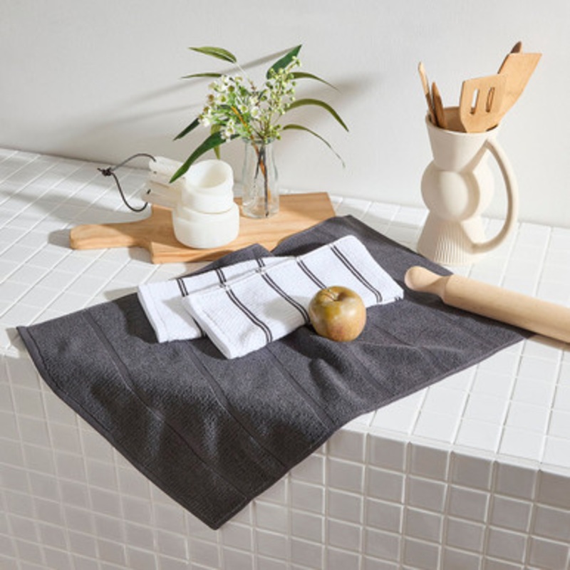 Oxford Charcoal Cotton Tea Towel 2pk [ESSLOXFTTS24DIS]